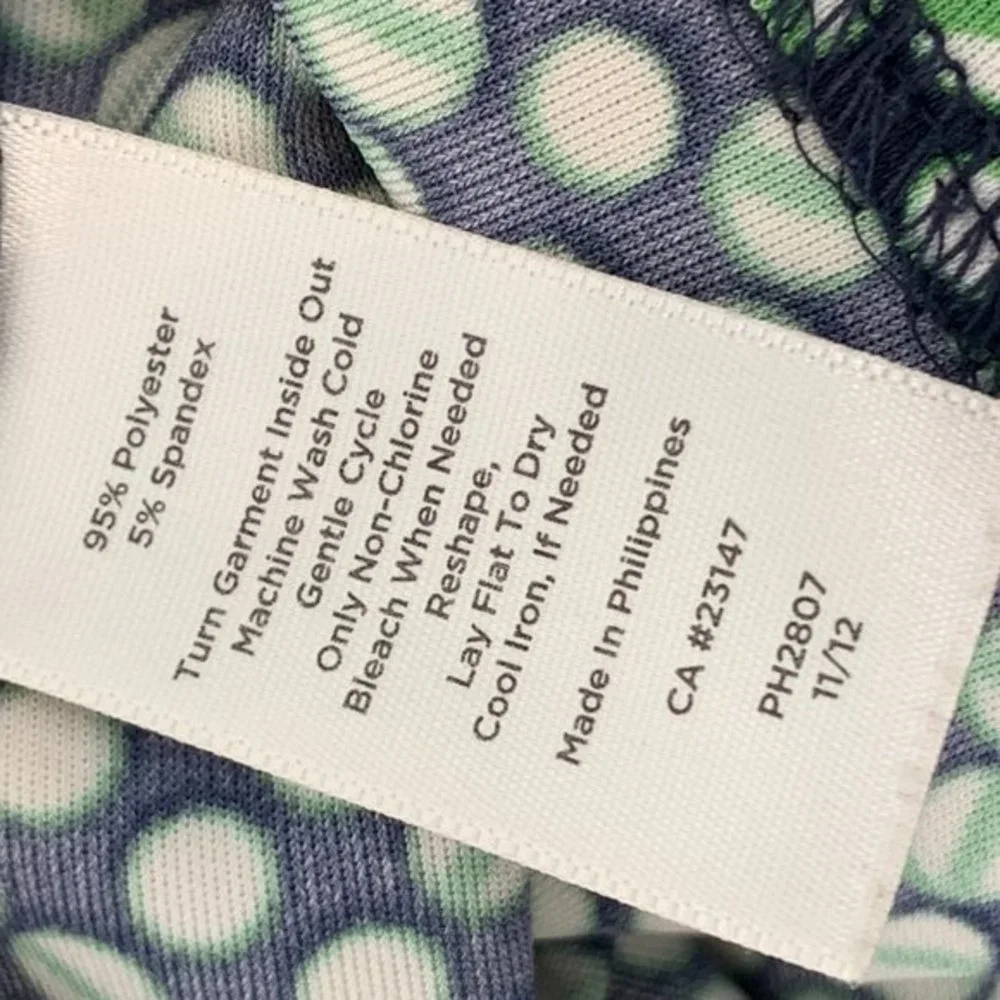 Talbots Belted Sheath Dress Sleeveless Green Black‎ White XS Round Neck Comfort